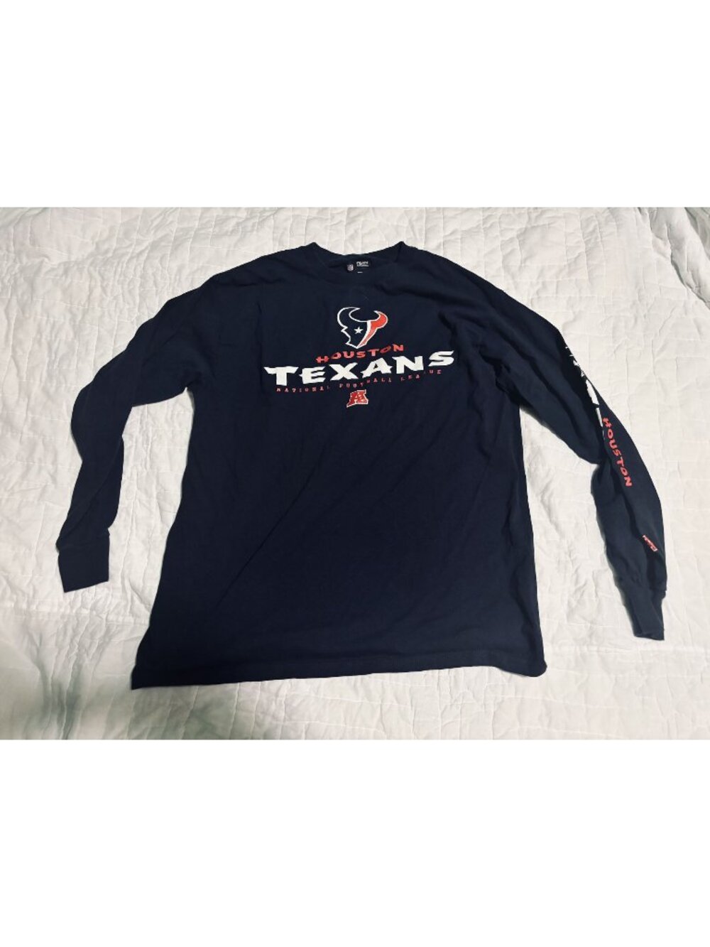 Houston Texans NFL Team Apparel Long Sleeve Navy Cotton Mens Large